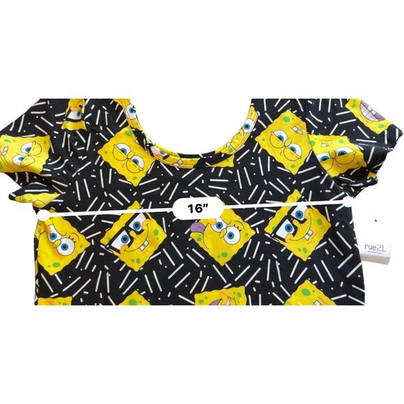 Spongebob short sleeve top L Rue21 New with tags Nickelodeon stretch - Picture 3 of 6